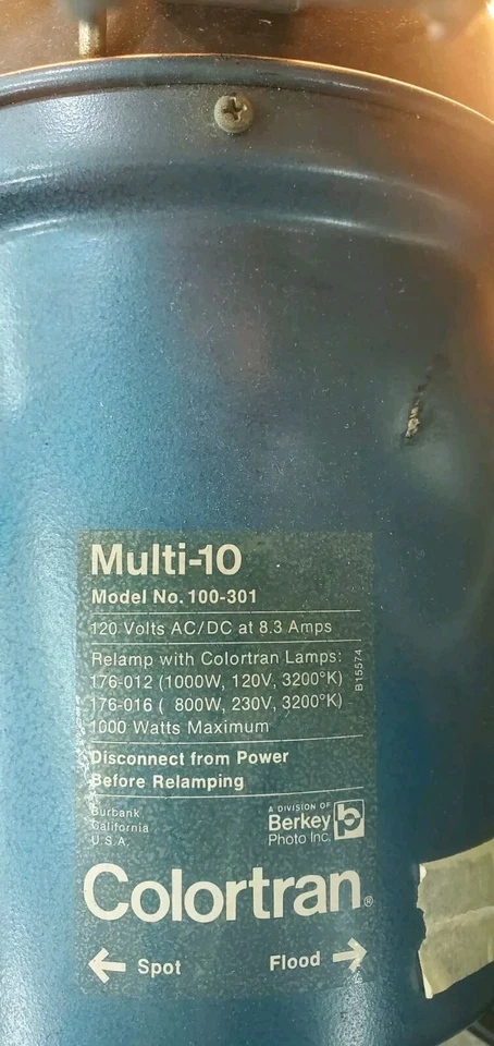COLORTRAN Multi-10 100-301 Open Face FILM VIDEO LIGHT W Bulb & Barndoors Works - Image 2 of 2