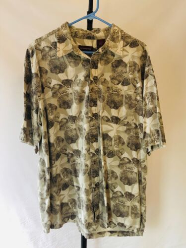 Hawaiian Shirt Mens Casual  Short Sleeve XL  "Green Flowers". Good Condition! - Picture 1 of 1