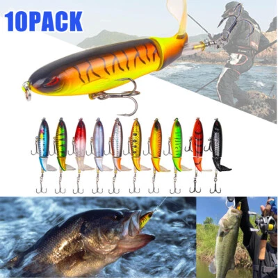 10ps Fishing Lures bait Whopper Plopper Topwater Floating Rotating Tail for Bass
