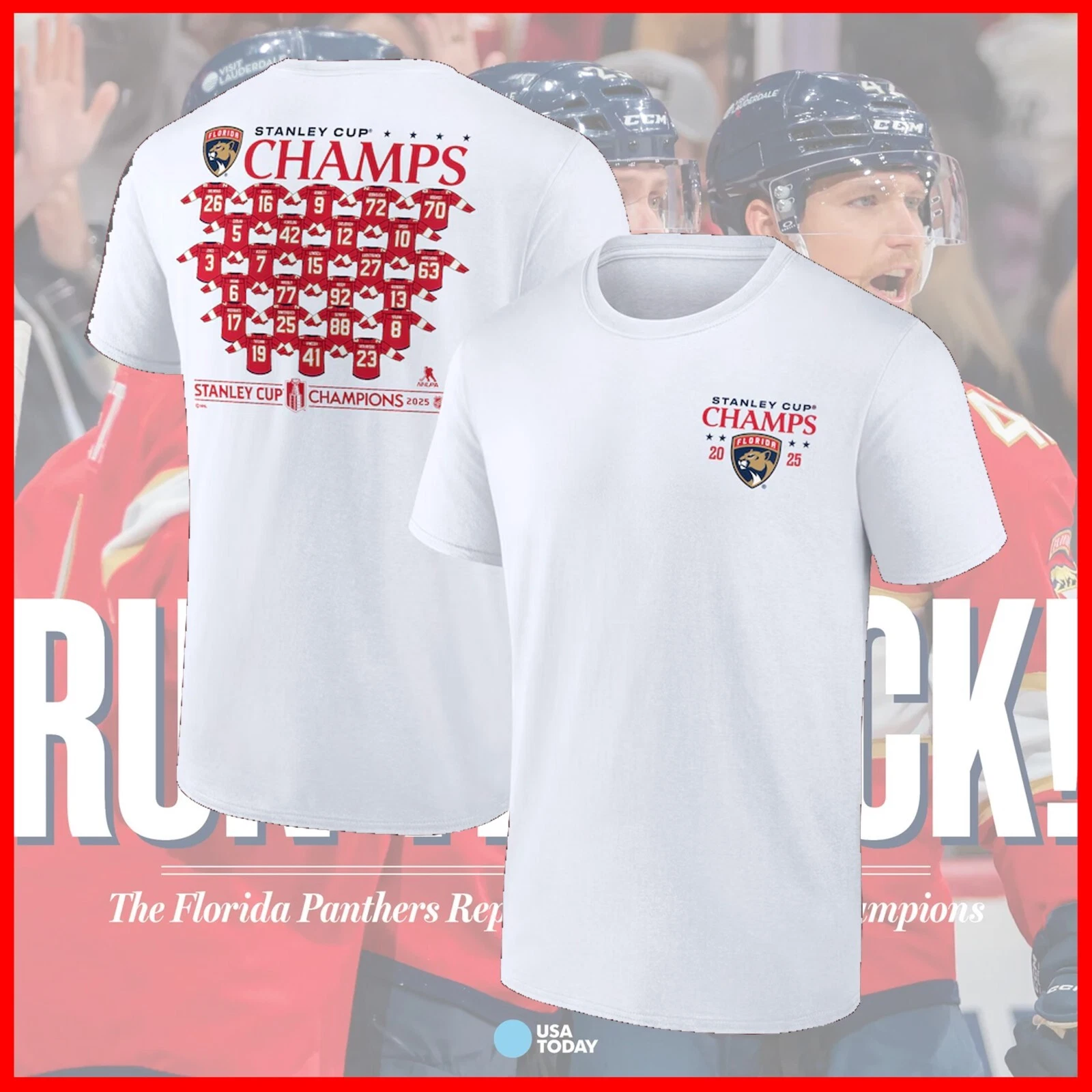 Florida Panthers 2025 Stanley Cup Champions Double Sided T-Shirt