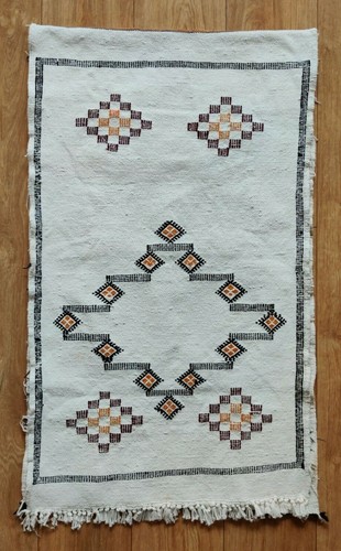 Moroccan Atlas Berber handmade Handira Vintage Style Wool Rug Carpet 100x50 cm - Picture 4 of 5