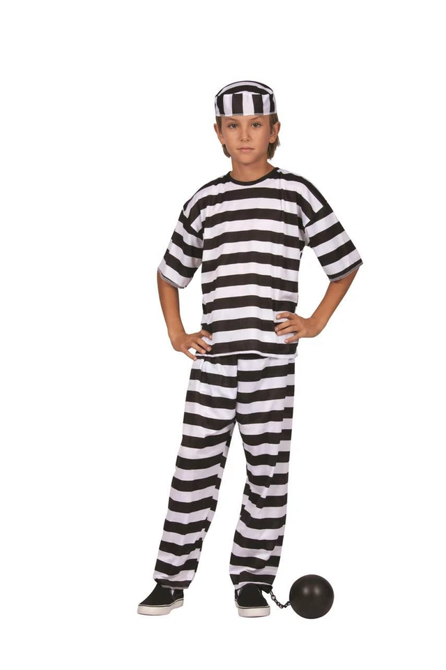 FATO CRIANÇA PRISIONEIRO CONDENADO MENINO CARCEREIRO LISTRA PRETA BRANCA CRIANÇAS MENINAS - Imagem 2 de 2