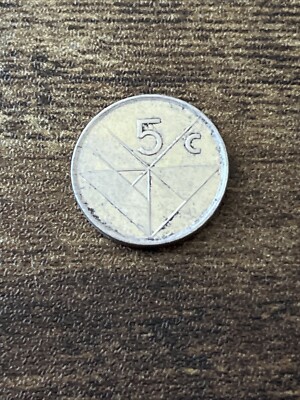 1999 Aruba 5 Cents Nickel Bonded Steel National arms Actual Coin