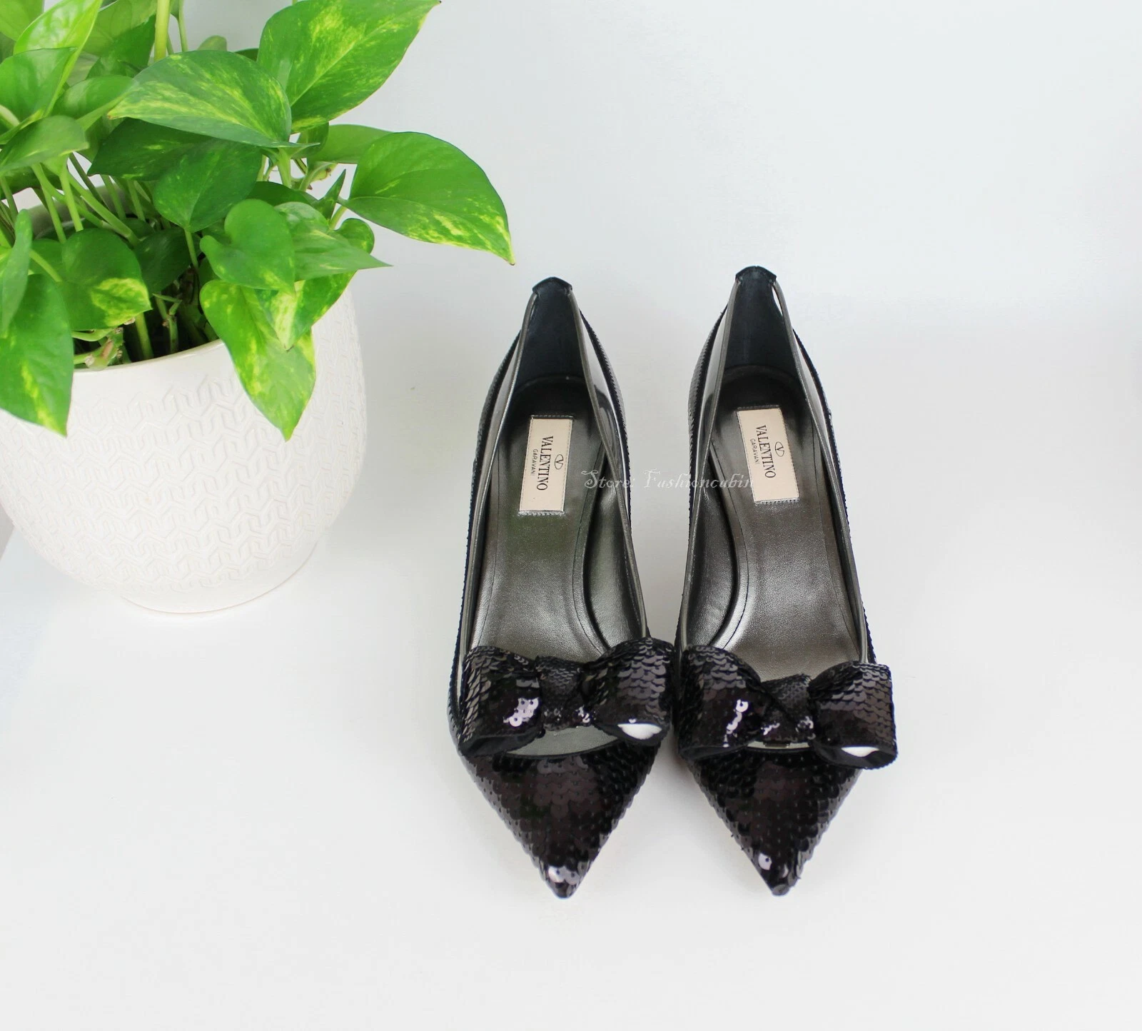 NUOVE SCARPE DÉCOLLETÉ VALENTINO GARAVANI PASSERELLA PAILLETTES DOLLYBOW Nero EUR 39 $1075