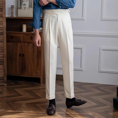 New Casual Solid Color Suit Trousers Men Spring Trendy Belt High Waist Pants New - 第 12/16 張圖片