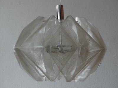 XXL Ceiling Light 70s Paul Secon for Sompex Perspex Nylon Threads Thread Lamp