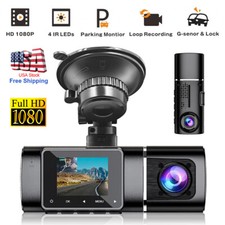 Dash Cam 1.5"Screen HD 1080P Dual Lens Car DVR Recorder Front and Inside Camera 