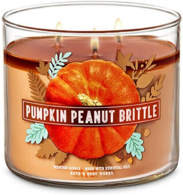 Bath and Body Works Pumpkin Peanut Brittle 3 Wick Scented Candle 14.5oz