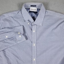Tommy Hilfiger Shirt Mens 17.5 Blue Check Dress Button Up Long Sleeve