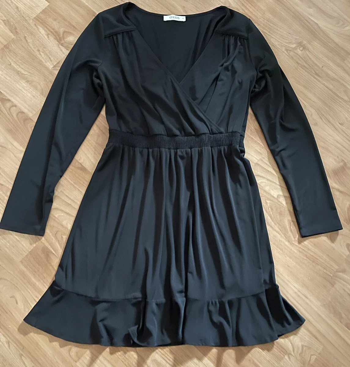 Oasis black wrap dress top