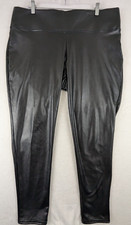1.State sz XL Pleather Pants black vegan faux leather elastic waist pull on 0835
