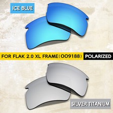 Ice Blue  Silver POLARIZED Lenses for Oakley Flak 2.0 XL OO9188 59mm, 1.5MM