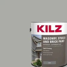 Self-Priming Masonry Stucco and Brick Paint Interior/Exterior Flat Gray 1 Gallon