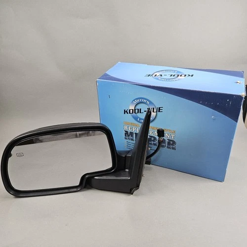 Side View Mirror Power Heated Smooth Black with Puddle Light For 00-02 Chevy GMC