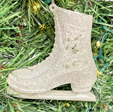 Silver Glitter Ice Skate Christmas Ornament 3.75" Tall Mantles Wreath Tree