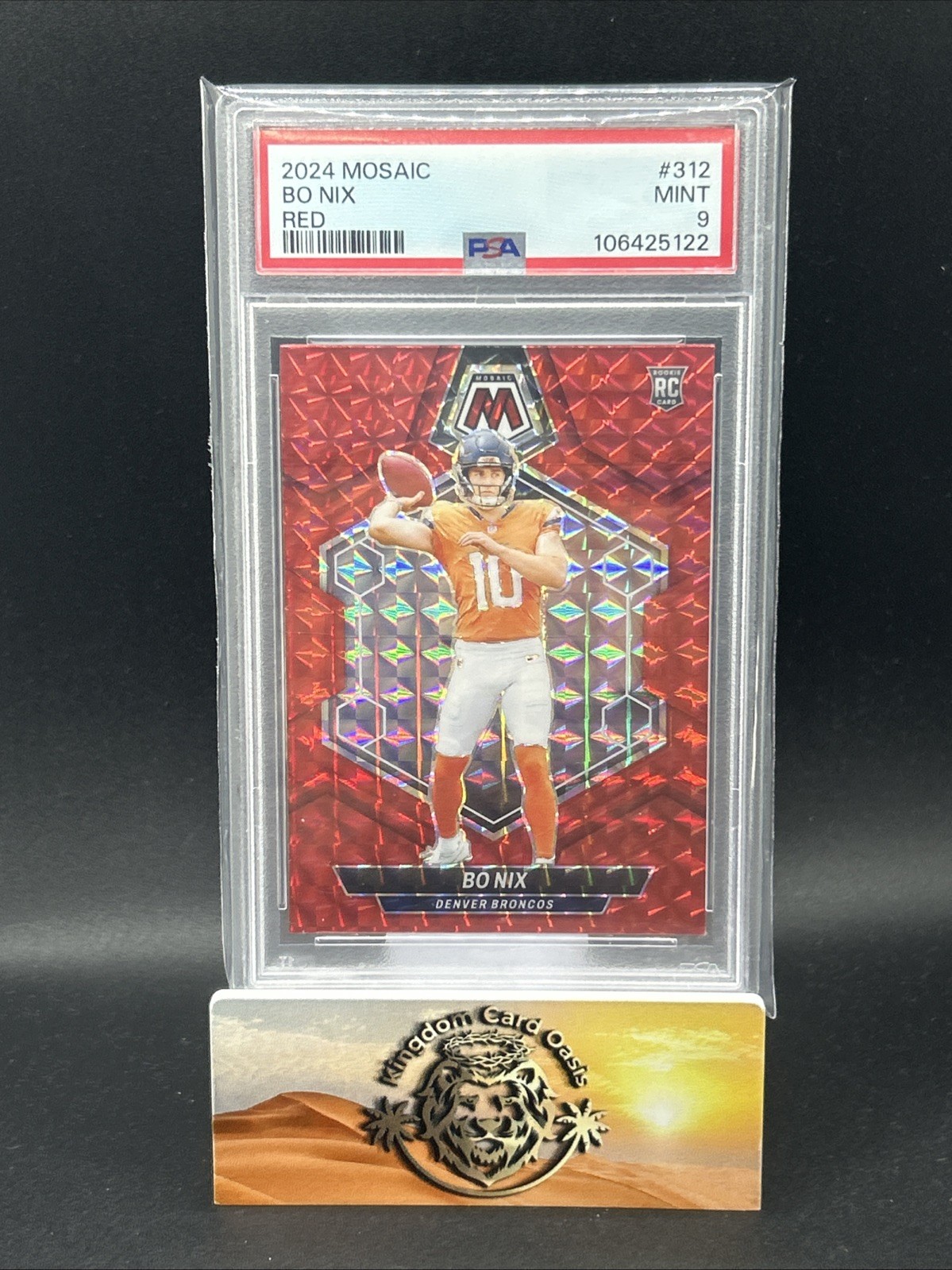 2024 Panini Mosaic Bo Nix Red Mosaic Rookie Denver Broncos #312 PSA 9 *Crack*