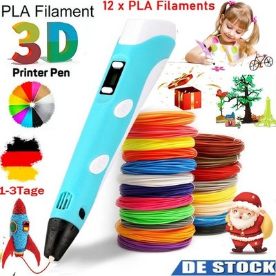 3D Stifte.3D-Druckstifte 3D Pen mit 12 Farben PLA Filament für Kinder Xmas Gifts