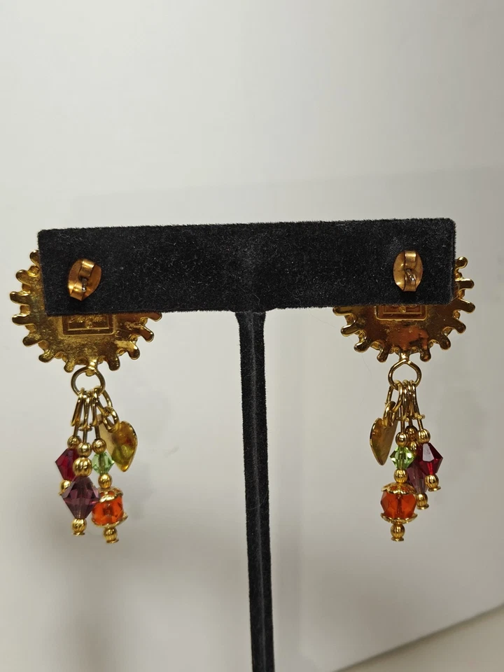 Pendientes colgantes LATR Lunch At the Ritz firmados esmalte audaces coloridos de colección Foto 4 de 4