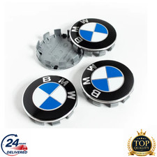 4X BMW ALLOY BLUE WHEEL CENTRE HUB CAPS 68mm E60 E90 E92 E82 E87 F10 F20 F30