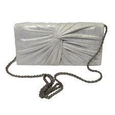 Nina Spirit Twist Clutch Silver Metallic Shimmer Beaded Strap Evening Bag