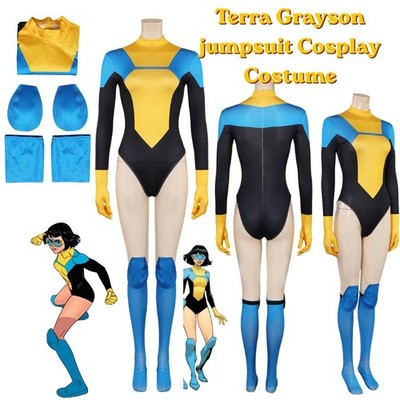 Invincible Terra Grayson jumpsuit Cosplay Costume Halloween Party Terra Bodysuit