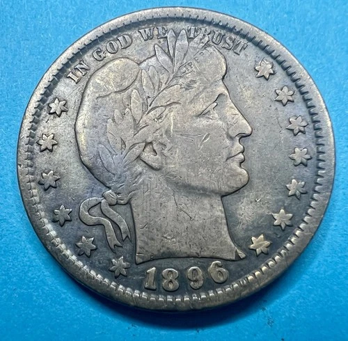 1896 Barber Quarter 25C Philadelphia Silver Classic U.S. Coin
