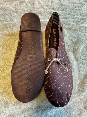 Loly In The Sky Women's Loafers Size 9 Black With Constalations all over them