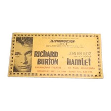 Richard Burton's Hamlet Show Ticket - Sept 23, 1964, Paramount Theatre, St. Paul