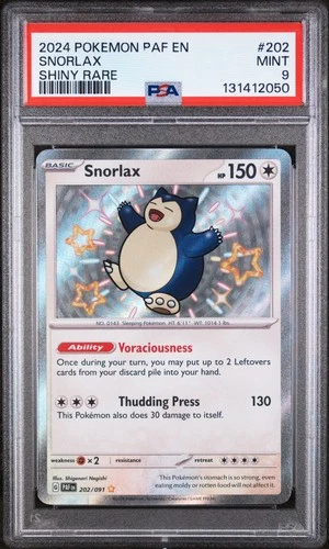 2024 Pokemon Paldean Fates #202 Snorlax Shiny Rare PSA 9
