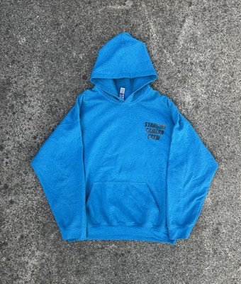 Y2K RARE Blue Gildan Marvel Stargirl Camera Crew Hoodie Size XL