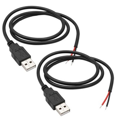 24 AWG USB 2.0 Male Plug to 2pin Bare Wire Open End Power Cable Pigtail