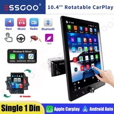 Single 1 Din Wireless Apple Carplay 10.4" Rotatable Car Stereo Radio GPS SWC BT