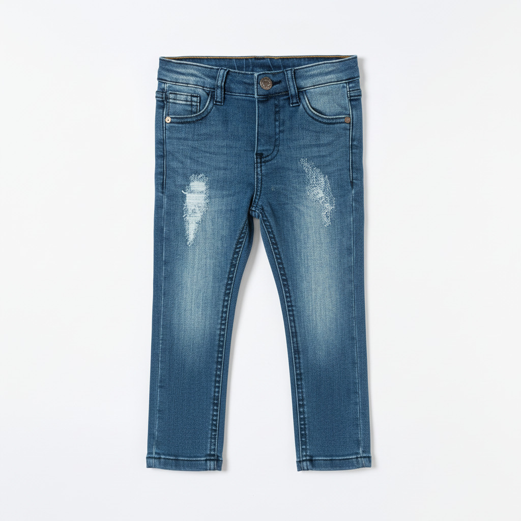 Mid Blue Ripped Mini/kids/teener Boys Denim Comfort Stretch