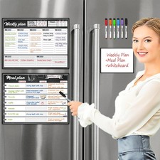 Magnetic Dry Erase Meal Planning Whiteboard for Refrigerator-Magnetic Weekly ...