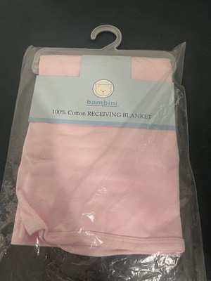 NEW Bambini PINK Baby Girls Cotton Receiving Blanket 29x40