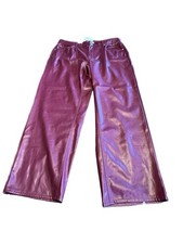 Universal Thread Women  s Mid Rise 90s Faux Leather Pants  Magenta  Sz 16R NWT