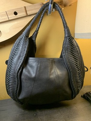 Clever Carriage Company St. Tropez Handcrafted Leather Oversized Hobo Black