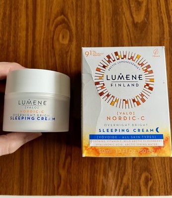 Lumene Finland Valo Nordic C Overnight Bright Sleeping Cream Vegan 1.7 oz NIB