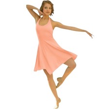 Halter Dress CORAL PEACH Child Large Dance Costume Lyrical Ballet Dress New
