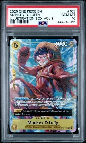 PSA 10 Monkey D. Luffy 2025 One Piece Promo #109 Illustration Box Vol.3 OP07-109