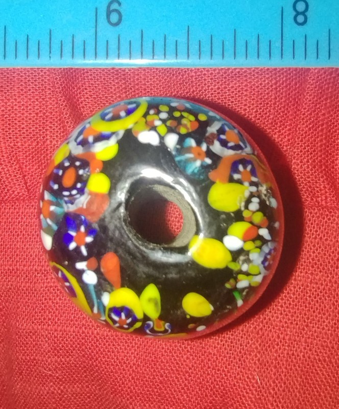 #101 Vintage 1.25" Murano Millefiori Glass Bead – 1950s Venetian Trade Bead, 