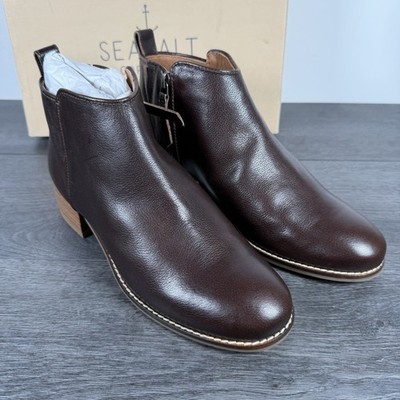 Seasalt braune Leder Stiefeletten Damen UK 7 Spirit Wanderstiefel seitlicher Reißverschluss