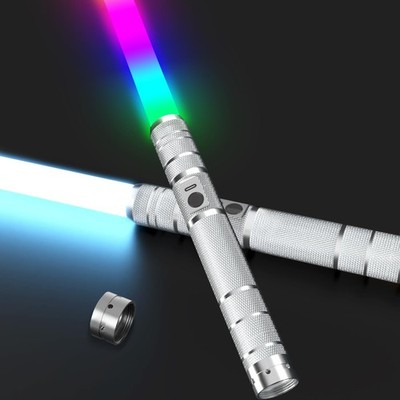 Light Up RGB Saber Sword, Dueling, FX Sound, Metal Hilt, Rechargeable, 2 Pack