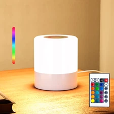Bedside Table Lamp for Bedroom - 3 Way Dimmable Touch Lamp USB C Charging Ports