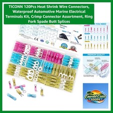 120Pcs Heat Shrink Wire Connectors, Waterproof Automotive Marine Electrical T...