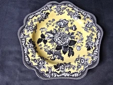 Spode Archive Collection British Flowers  Rosa Black & Yellow Plate 9 5/8 "