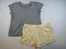 Rae Dunn Gray 2-Piece Pajama Set Short Sleeve Women's Size Large Sweet Dreams