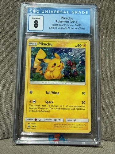 Pokemon Pikachu Shining Legends Coll. Chest Black Star Holo Promo SM86 CGC 8