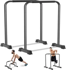 2-in-1 Adjustable Dip Stand Station Heavy Duty Parallel Bars Workout Equipment