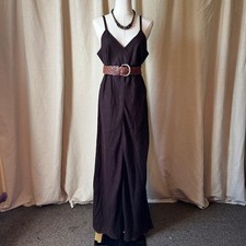 Vintage Y2K Old Navy 100% Linen Brown Maxi Slip Dress Size 10